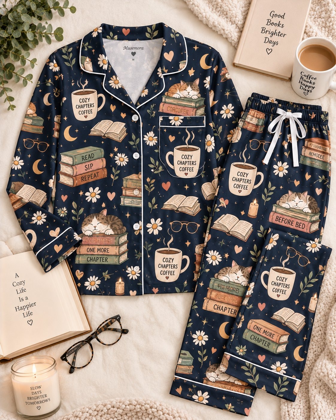 Cozy Chapters & Coffee Women's 2D Pajamas