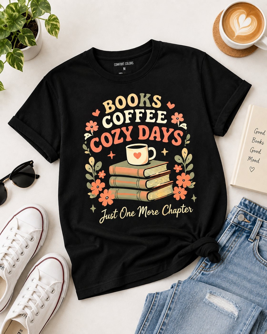 Books Coffee Cozy Days Women's 2D T-Shirt