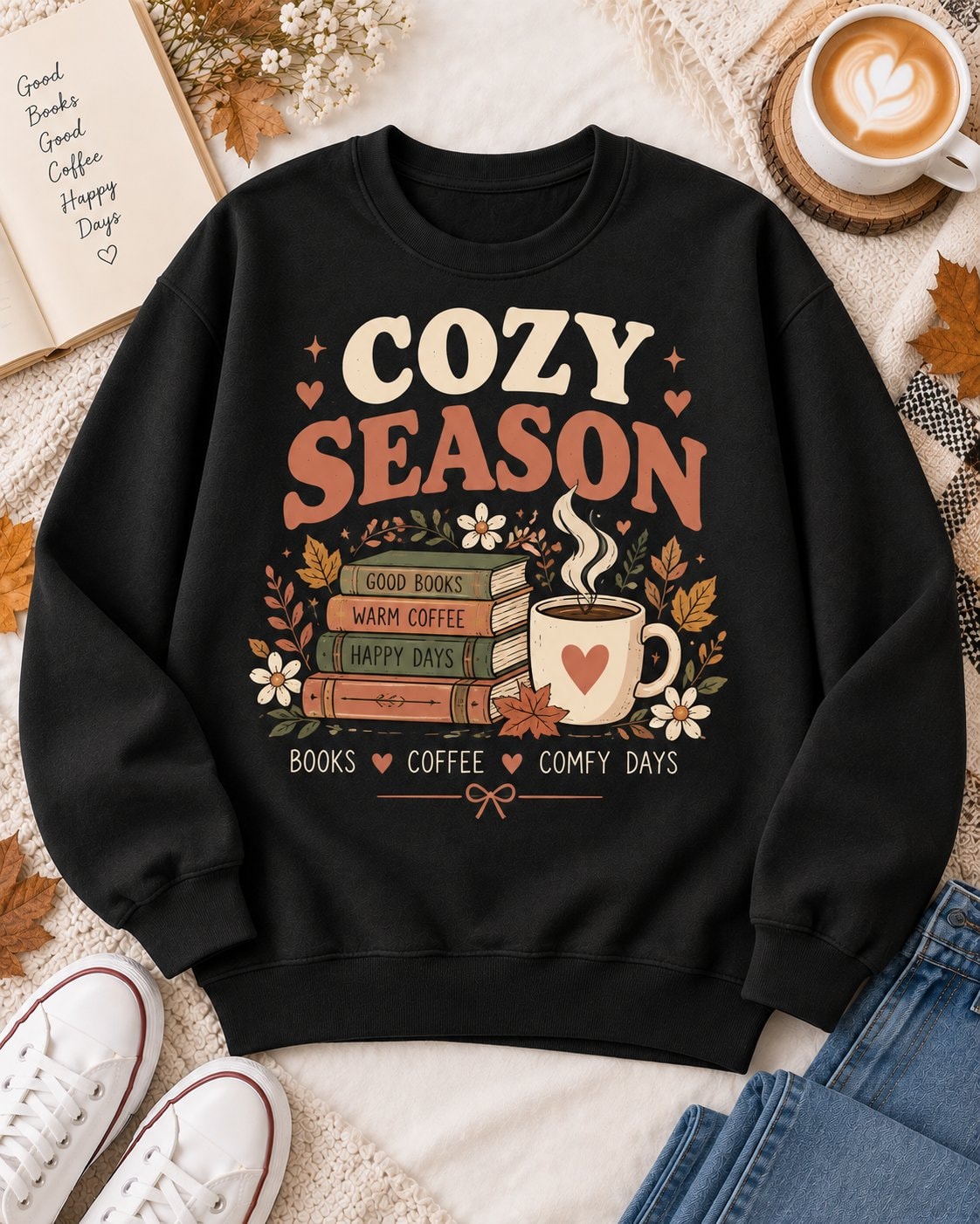 Cozy Season Books Coffee Women's 2D Sweatshirt