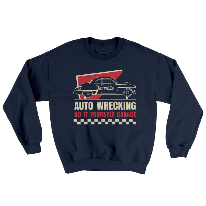 Darnell's Auto Wrecking Ugly Sweater Crewneck Sweatshirt 50/50 Cotton Poly Blend