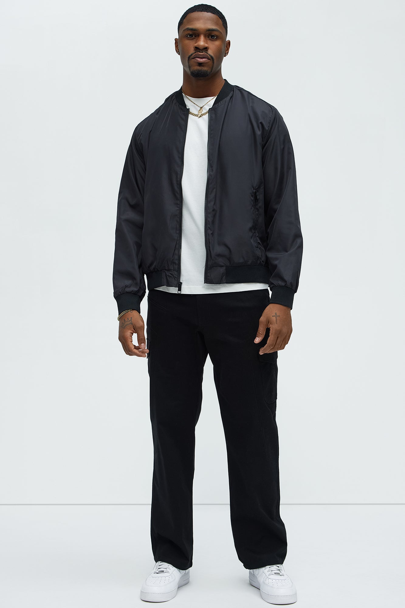 Eddie Bomber Jacket - Black, Men's Leather Alternative Jacket
