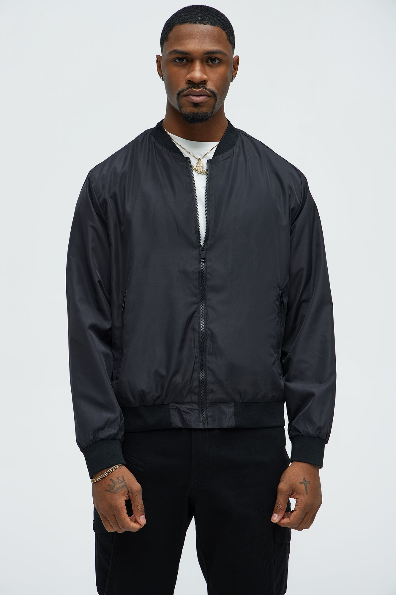 Eddie Bomber Jacket - Black, Men's Leather Alternative Jacket